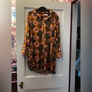 Georgia shirt dress - orange pink floral